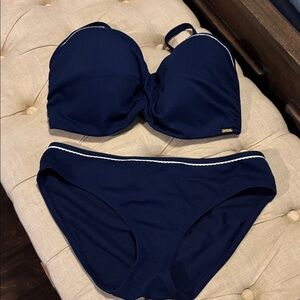 Panache Dark Blue Bikini Set with White Trim